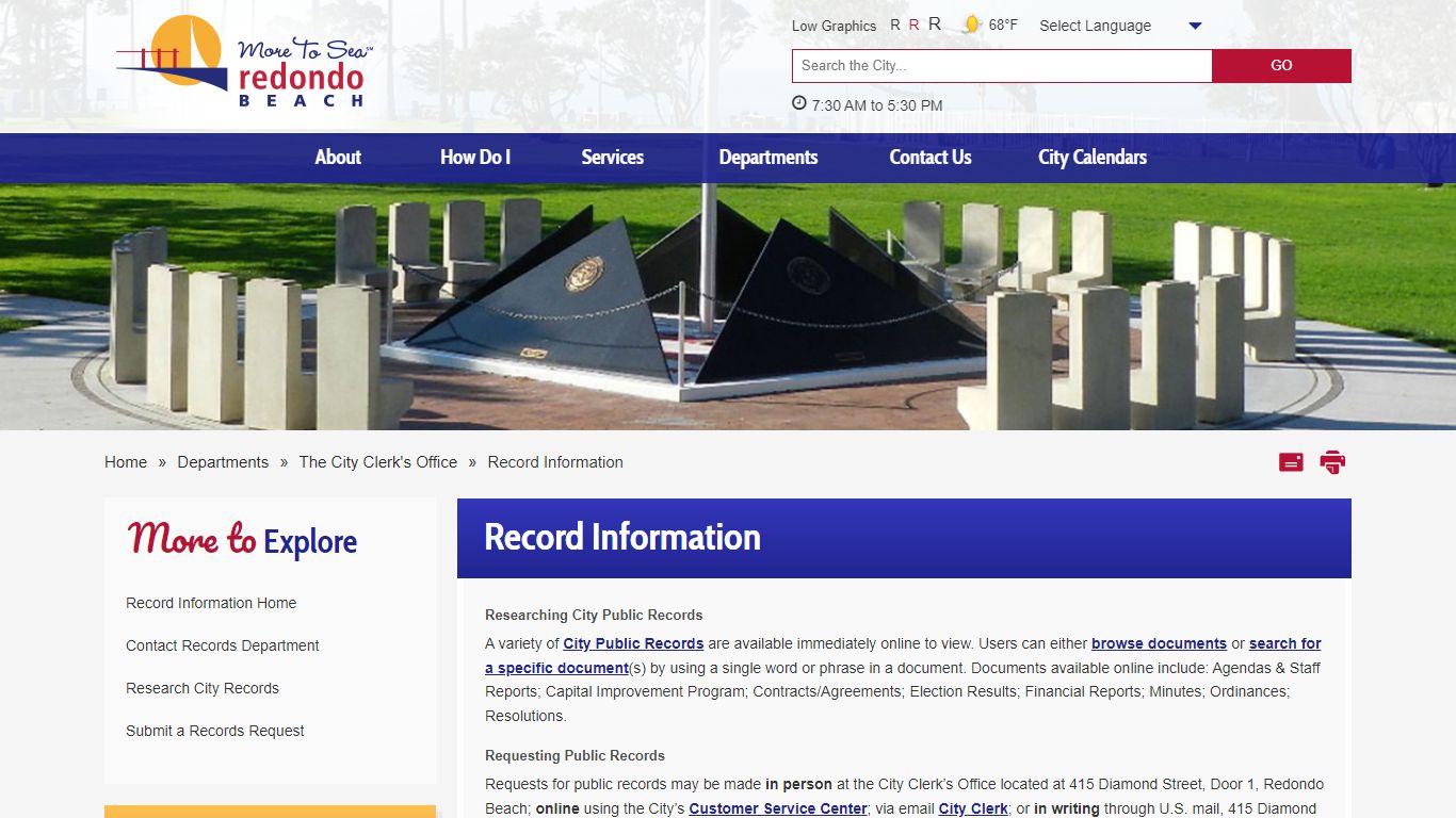 City of Redondo Beach - Record Information